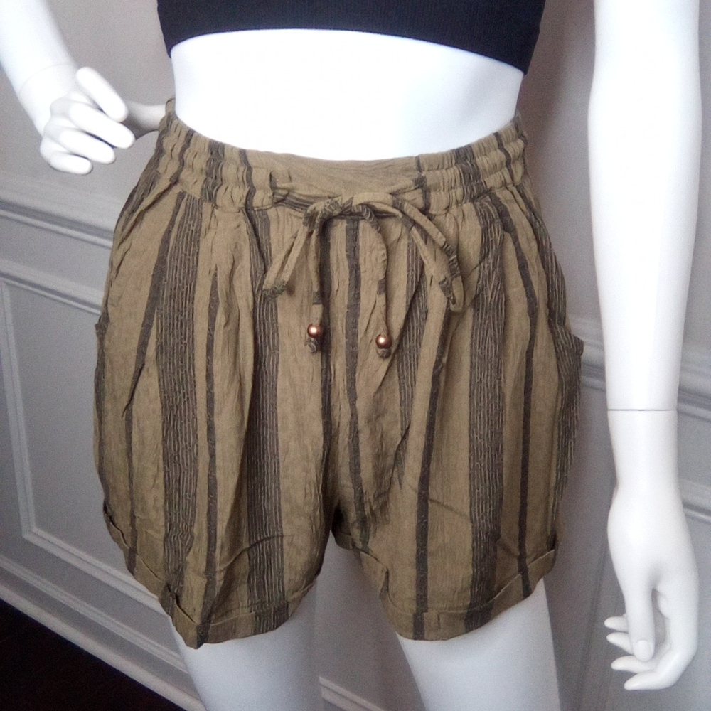 Angie's Striped Women's Shorts, Sz. Small, Elastic Tie Waist, 100% Rayon, NWOT - Picture 4 of 12